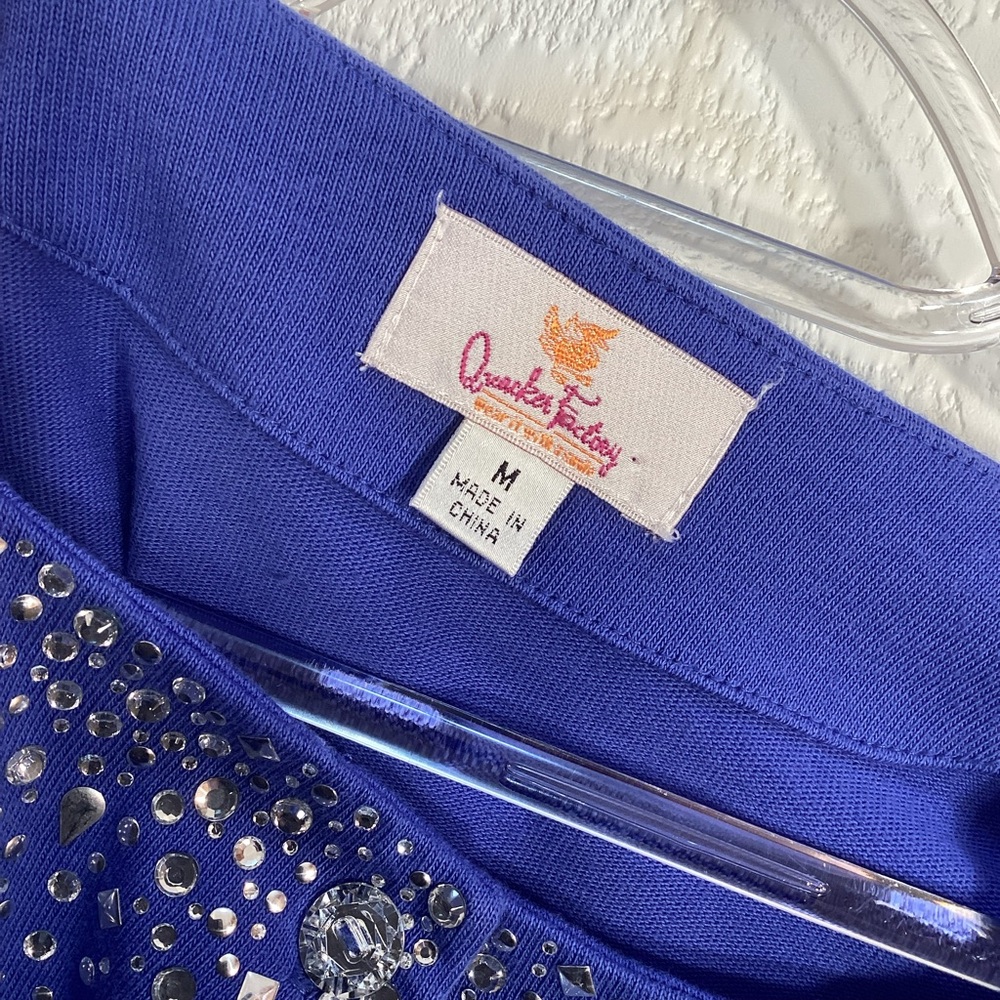 Quacker Factory Rhinestone Embellished Button Front Cardigan Blue‎ Medium - Picture 3 of 13
